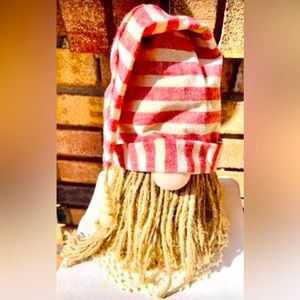 *Burlap Santa Gnome With Striped Hat